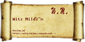 Witz Milán névjegykártya
